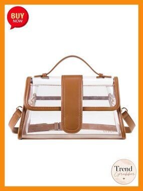 Clear Stadium Bag Crossbody Purse PVC Vegan Leather Concert Sports